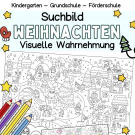 Kostenloses-Wimmelbild-Suchbild-Weihnachten zum-Ausmalen-Kindergarten-Grundschule