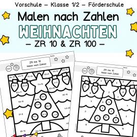 Kostenloses Arbeitsblatt Rechnen und Malen-Weihnachten