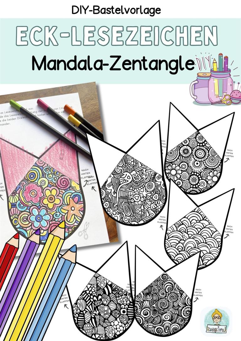 DIY Eck-Lesezeichen-basteln vorlagen für Kinder und erwachsene