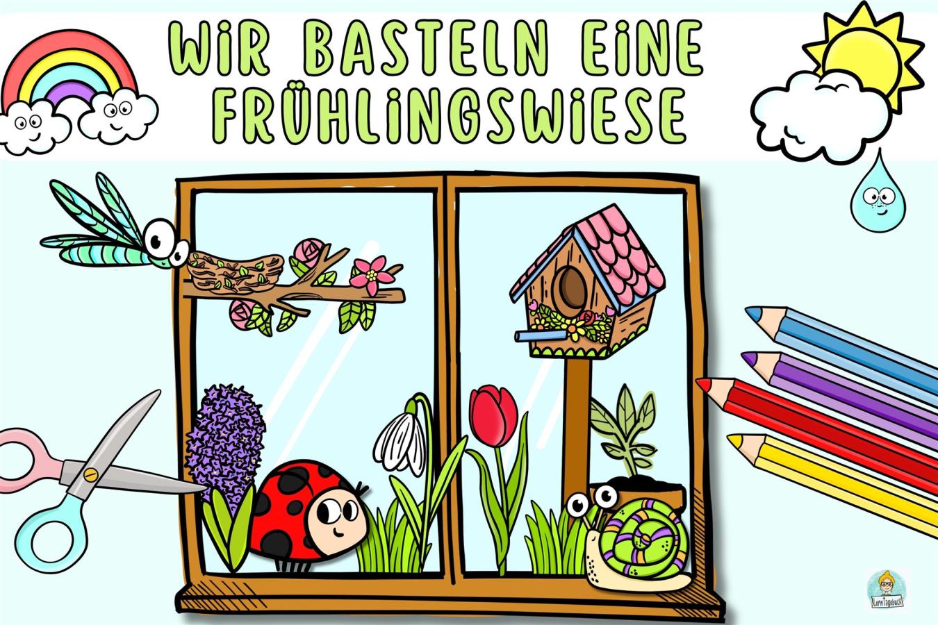 Frühling Ausmalbilder Fensterbilder basteln mit Kindern