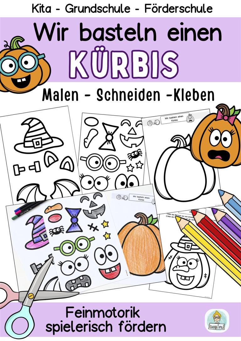 einfach-halloween-basteln idee-Kürbis-für Kinder