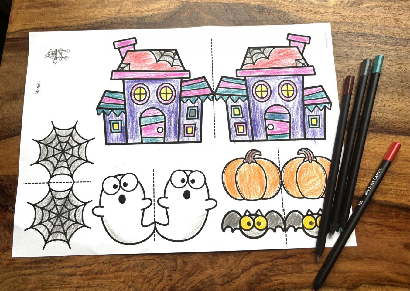 Halloween Bastelidee für Kinder Mobile als Fensterdeko