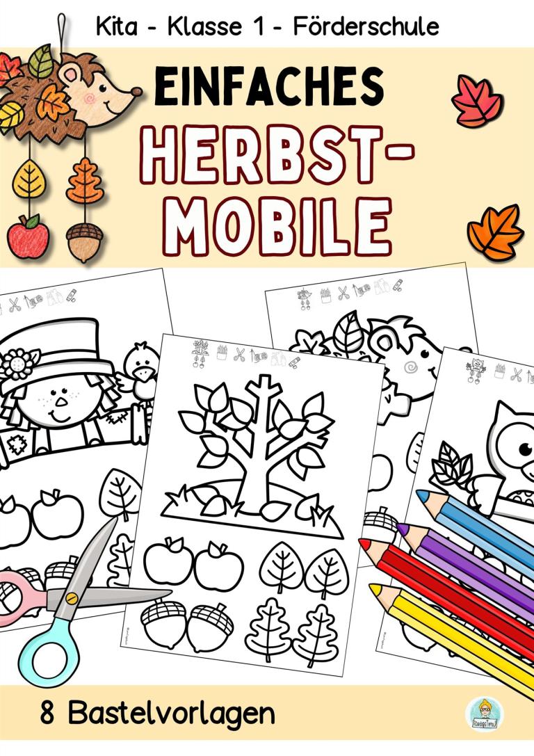 herbst basteln mit Kinder einfache Vorlagen zum basteln mit Papier