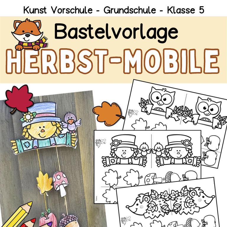 Basteln im Herbst mit Kindern, DIY Mobile Vorlagen als Fensterdeko und Fensterbilder