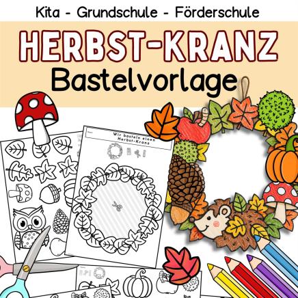 Herbst-Kranz basteln mit Kindern aus Papier, einfach Bastelideen