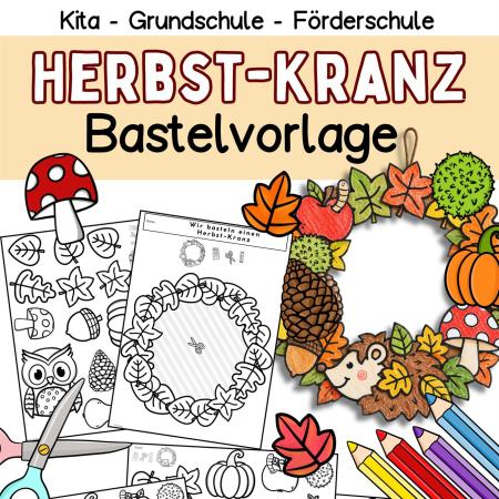 Herbst-Kranz basteln mit Kindern aus Papier, einfach Bastelideen