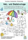 Herbst Mobile Bastelidee Ausmalbilder Regenschirm Regentropfen Kinder