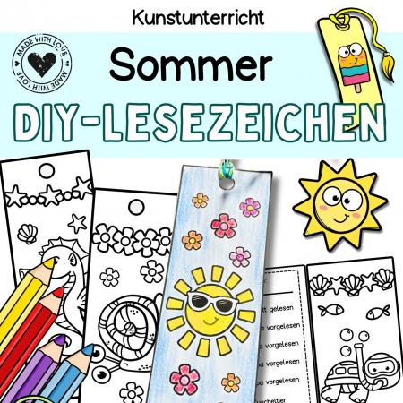 Sommer Lesezeichen basteln mit Kindern pdf zum ausdrucken