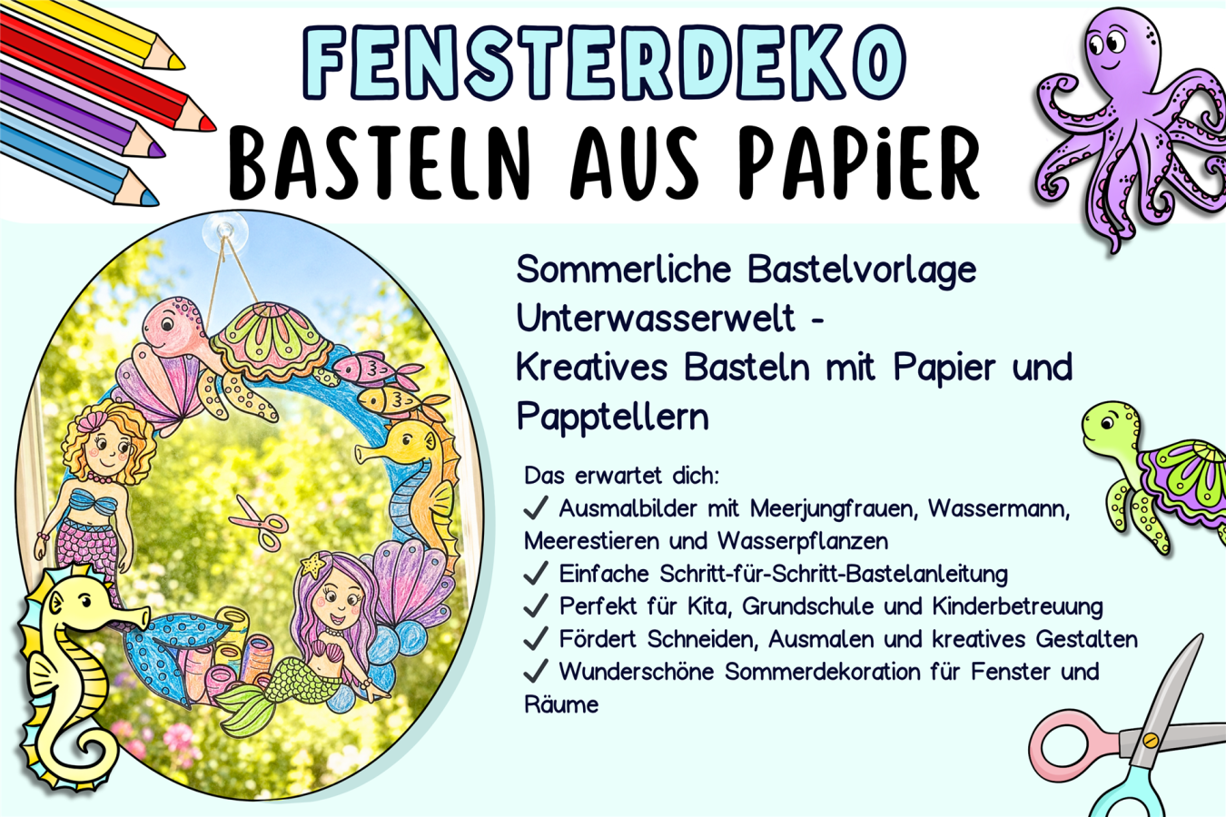 sommer bastelidee für kinder zum basteln mit papier und pappteller als fensterdeko.png