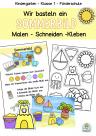Sommer Basteln schneiden Malen mit Kindern im Kindergarten, Förderschule, Klasse 1, Vorschule
