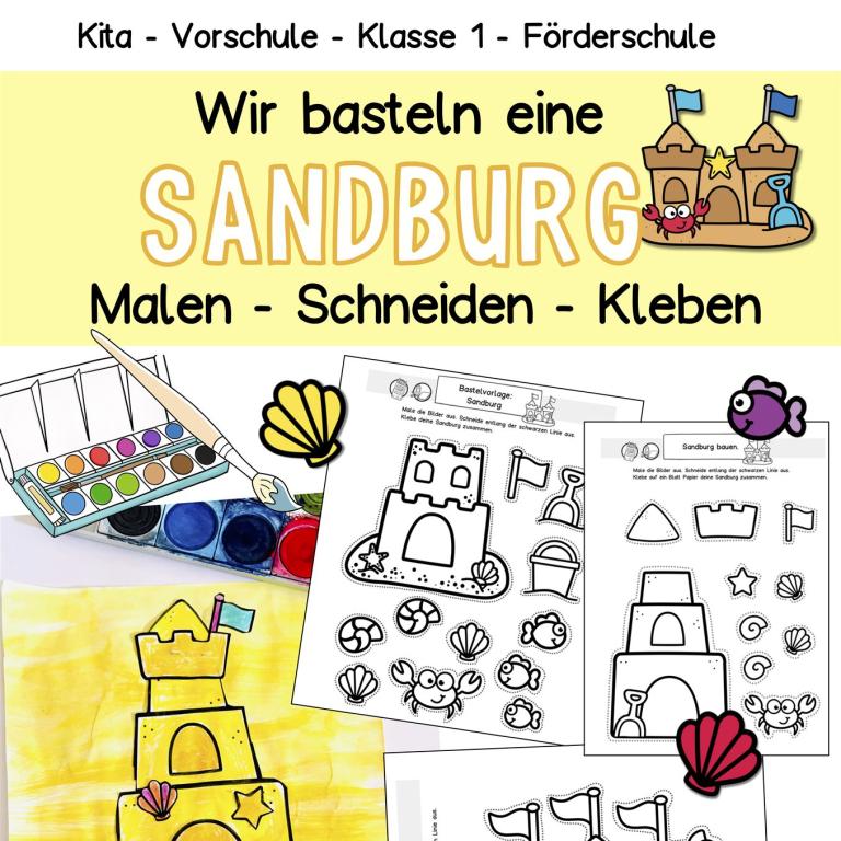 Basteln mit Kinder im Sommer, einfache Bilder Basteln im Kindergarten, Vorschule, Klasse 1 zur Förderung der Feinmotorik