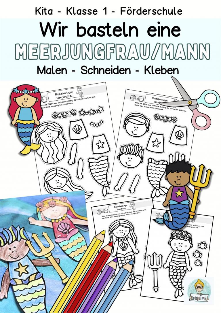 Sommer Bilder Basteln mit Kindern, Übung zur Feinmotorik Malen, Kleben und Schneiden lernen 