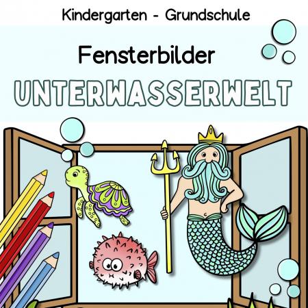 Sommer-Fensterbilder-basteln mit Kindern-Meerjungfrau-Unterwasserwelt