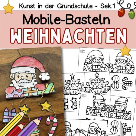Weihnachten Mobile Basteln mit Kindern als Fensterbilder, Kunst in der Grundschule und Klasse 5, 6