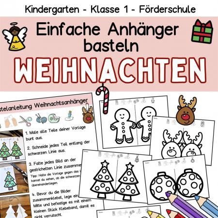 Weihnachten einfache Anhänger basteln mit Kindern Vorschule-Klasse1-Förderschule