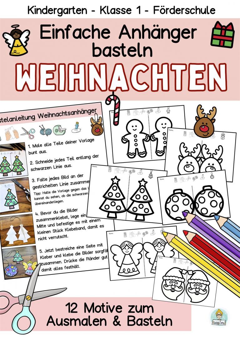 Weihnachten einfache Anhänger basteln mit Kindern Vorschule-Klasse1-Förderschule