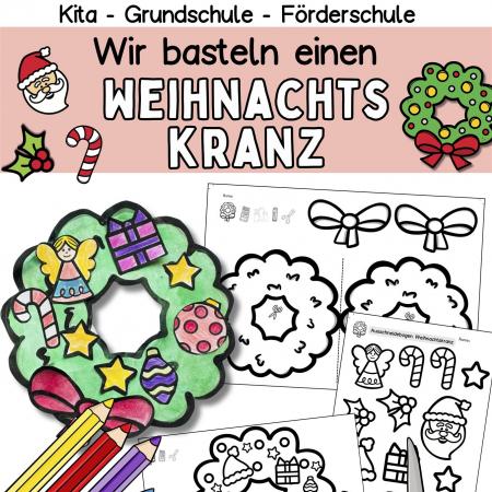 Weihnachten Kunstunterricht einfache Bastelvorlage für Kinder im Kindergarten, Vorschule, Grundschule und Förderschule