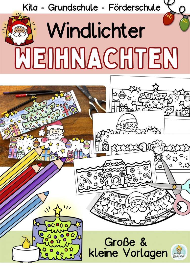 Weihnachten Windlichter Basteln aus Papier mit Kindern