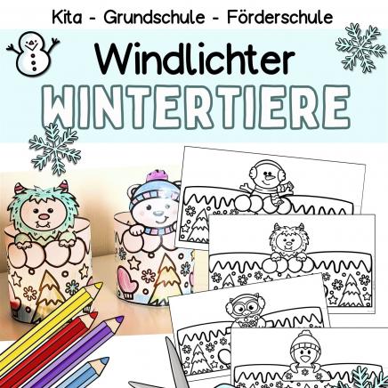 Winter einfache Windlichter basteln mit kinder aus Papier im kindergarten, grundschule und Förderschule