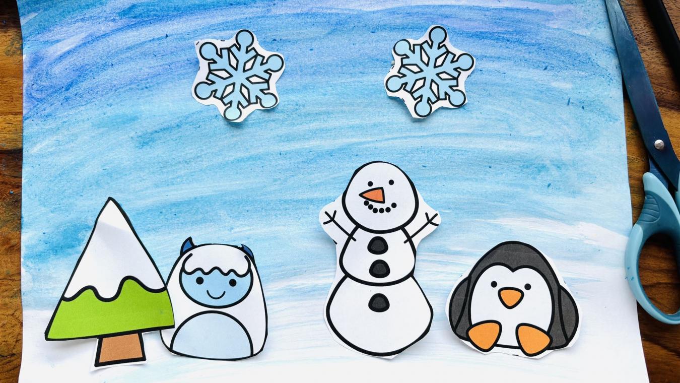 Winter Basteln und Malen mit Kindern, Kindergarten, Klasse 1, Förderschule, Sonderpädagogik