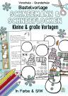 Winter schneemann basteln Vorlagen aus Papier mit kinder