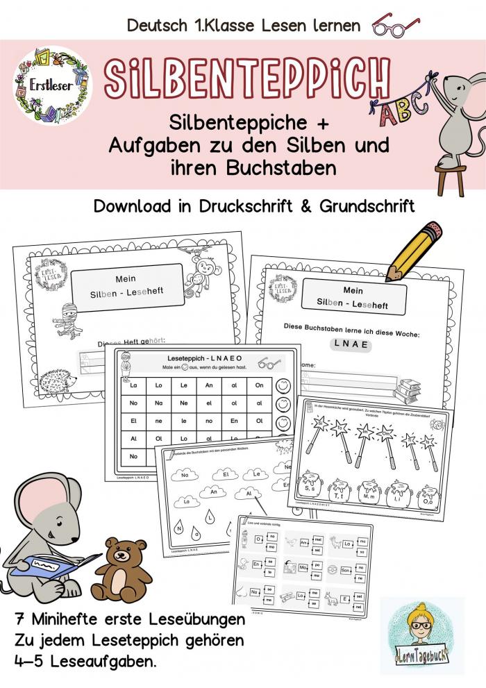 Lerntagebuch - Lesenlernen Deutsch 1. Klasse Silbenteppich, Leseübung