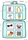 Koffer packen Lernspiel, Hörübung für Kinder, spielerisch Zuhören lernen, Klettmappe, Hörverstehen, Grundschule, Fördermaterial