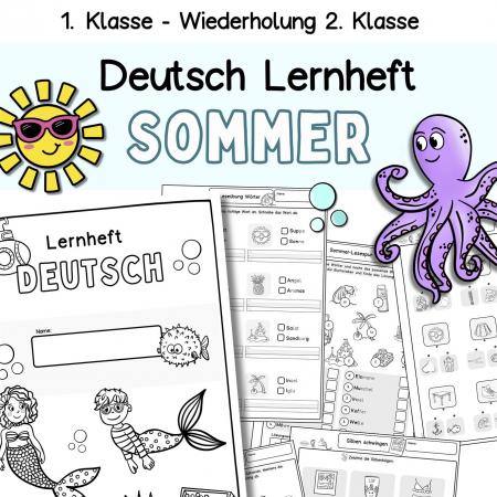 Deutsch 1. Klasse Arbeitsblätter Sommer Lernheft zur Wiederholung Klasse 2