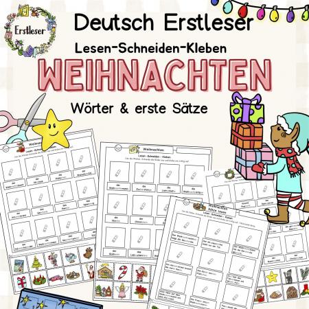 Weihnachten Arbeitsblätter Wörter Lesen lernen Deutsch Klasse 1, DaZ, Fördermaterial zur Leseübung