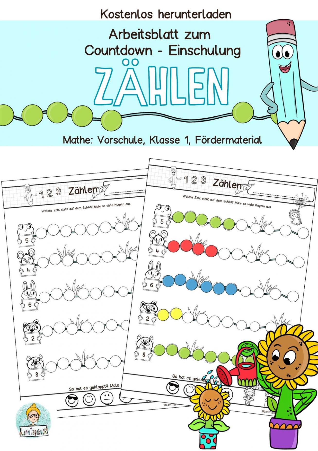Einschulung, Zahlen, Zählen Vorschule, Klasse 1, Mathe 