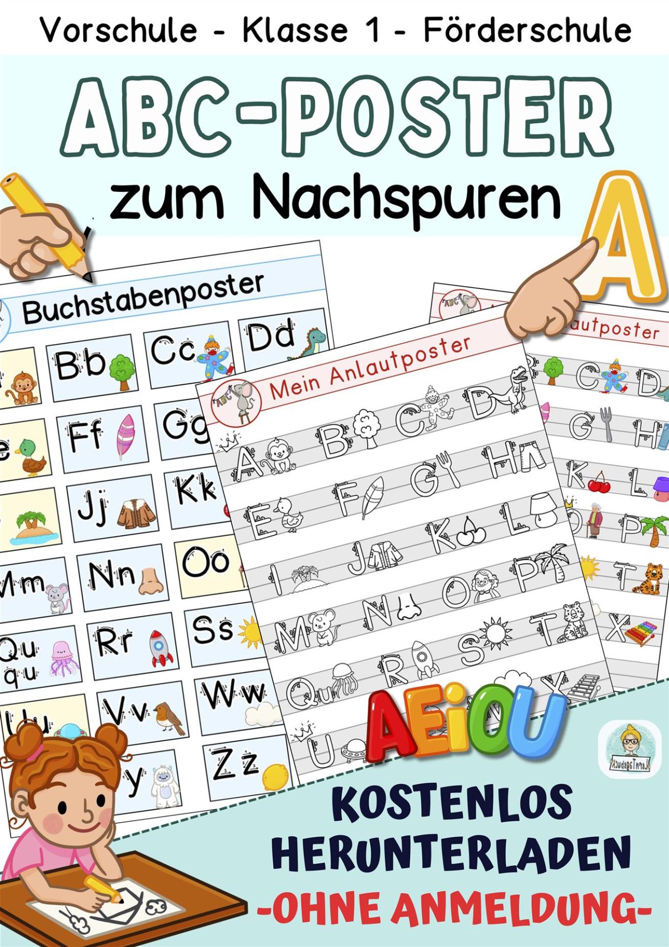 Kostenlose Arbeitsblätter Anlaute und Buchstaben Nachspuren