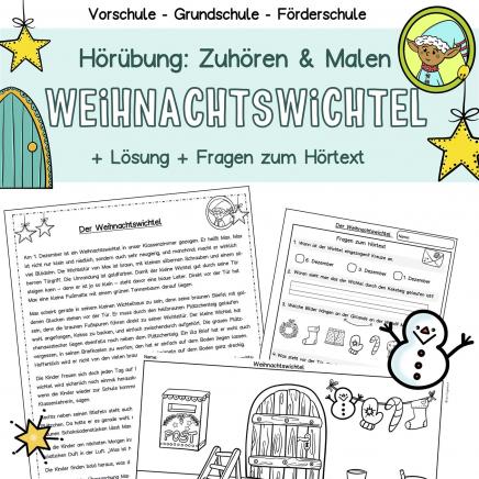 Weihnachten Hörübung Zuhören-Kinder im Kindergarten, Grundschule und Förderschule