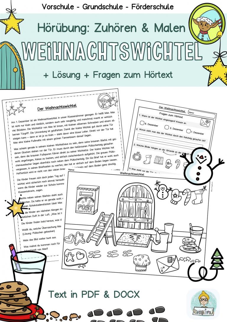 Weihnachten Hörübung Zuhören-Kinder im Kindergarten, Grundschule und Förderschule