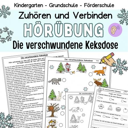 Hörverstehen, hörübung Deutsch Arbeitsblatt Grundschule, Kindergarten, Vorschule
