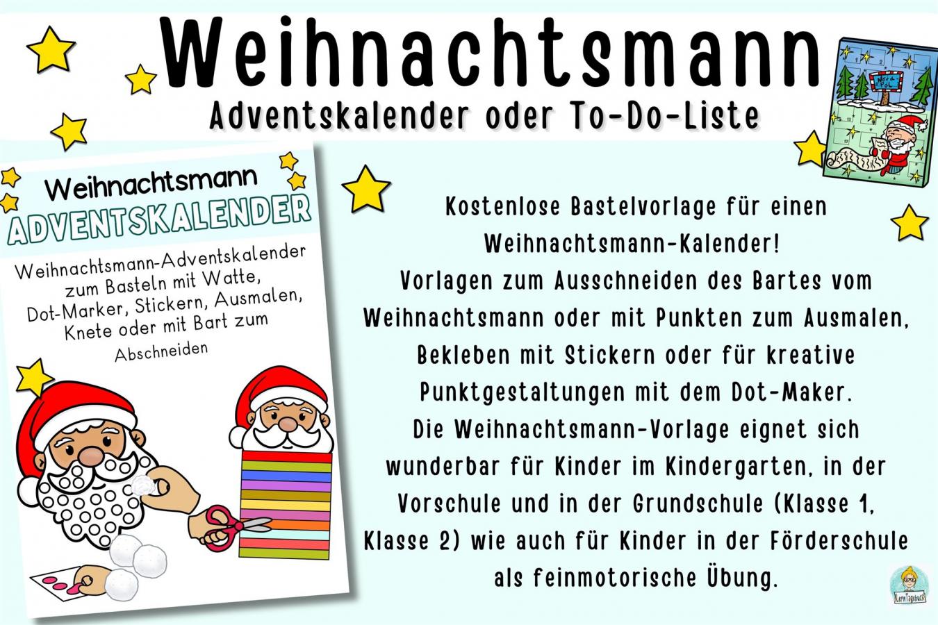 Kostenlose Vorlage Adventskalender Weihnachtsmann Basteln Kinder