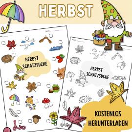 Kostenlose Vorlage Herbst Natur und Wald Schatzsuche Kinder