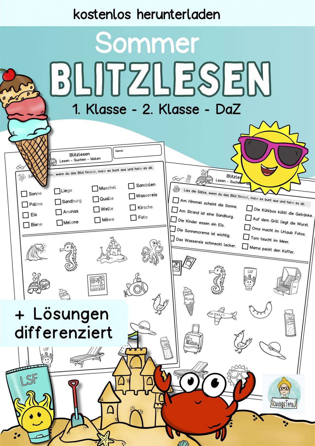 Kostenloses Arbeitsblatt zum Lesen lernen Deutsch 1.Klasse, 2.Klasse DaZ