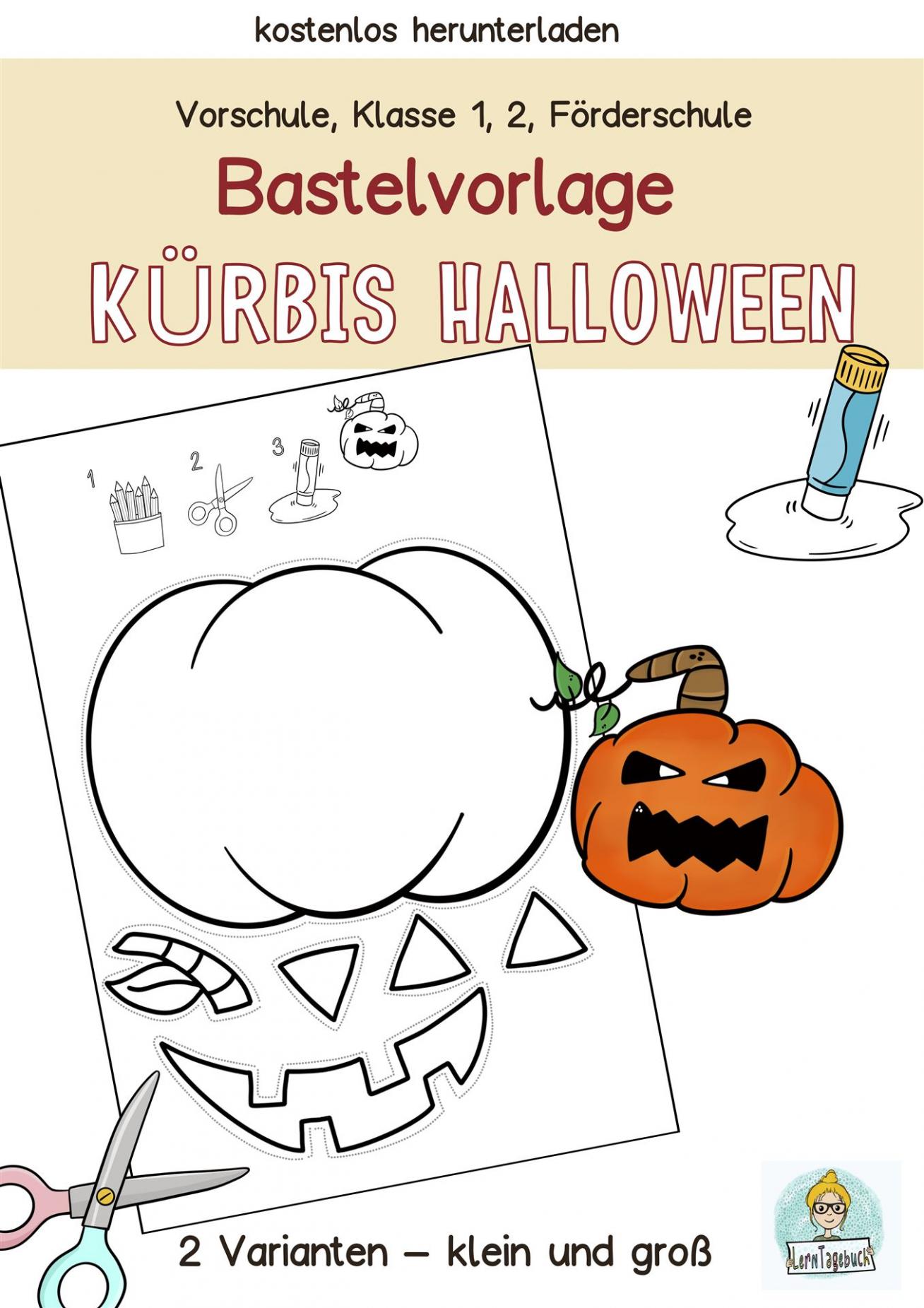 kostenlos pdf zum herunterladen bastelvorlage-ausmalbilder-kuerbis-halloween