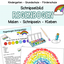 Kostenlose Bsstelvorlage pdf Regenbogen basteln kinder schnipselbilder
