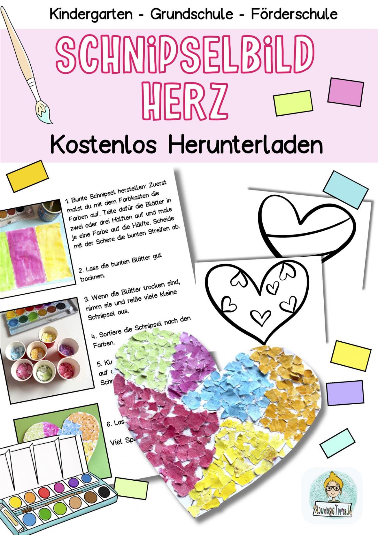 Kostenlose Bastelvorlage Geschenk basteln Herzen Muttertag, Valentinstag