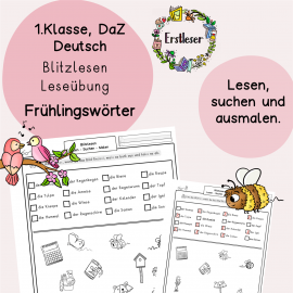 Kostenlose Leseübung Frühling Kinder Klasse 1, 2, DaZ, DaF Wörter