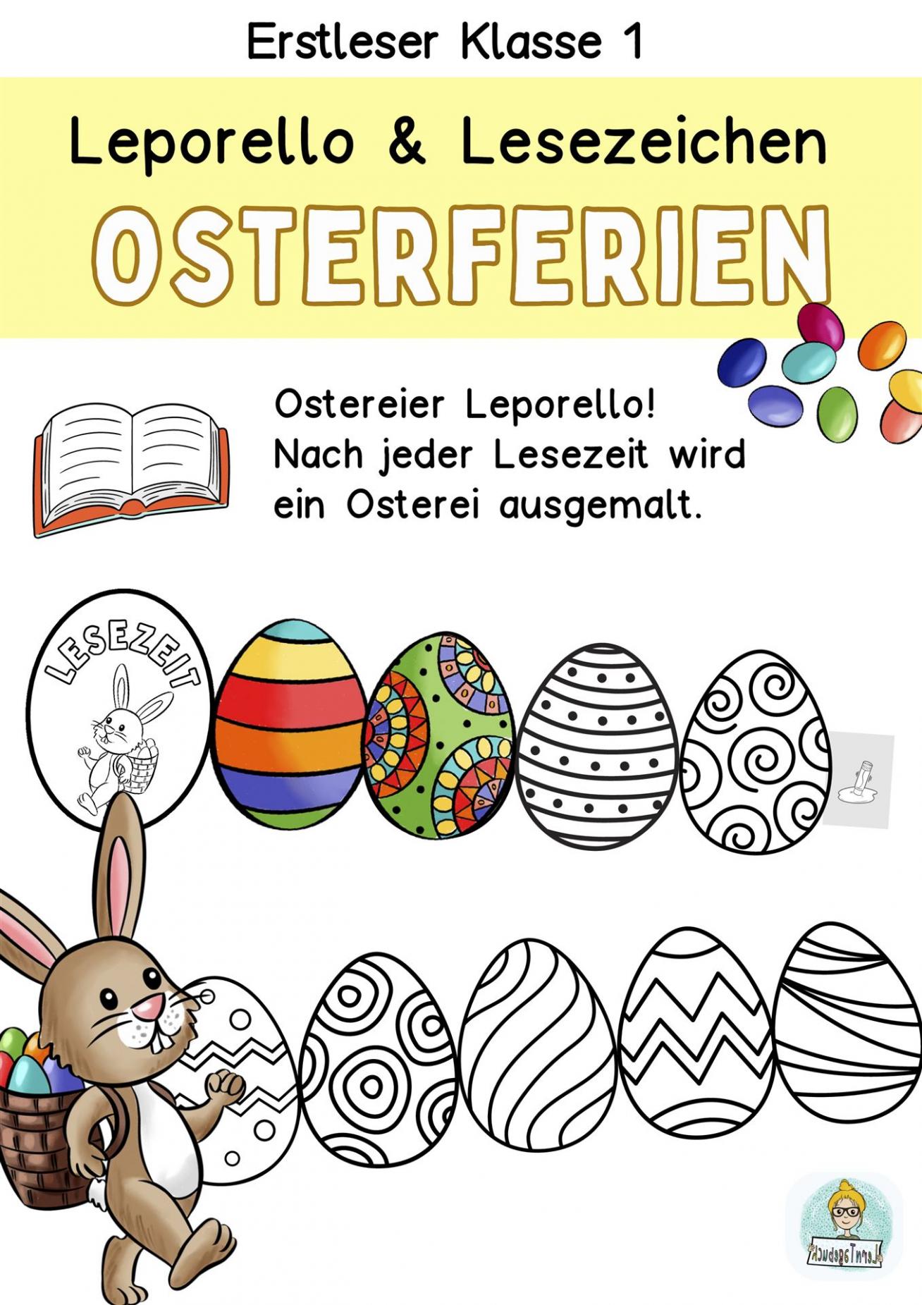 Osterferien-Lesepass-Klasse 1-Erstleser-Bastelvorlage-Lesezeichen