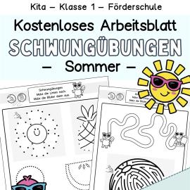 Kostenloses Arbeitsblatt mit Schwungübungen für Kinder zum Nachspuren