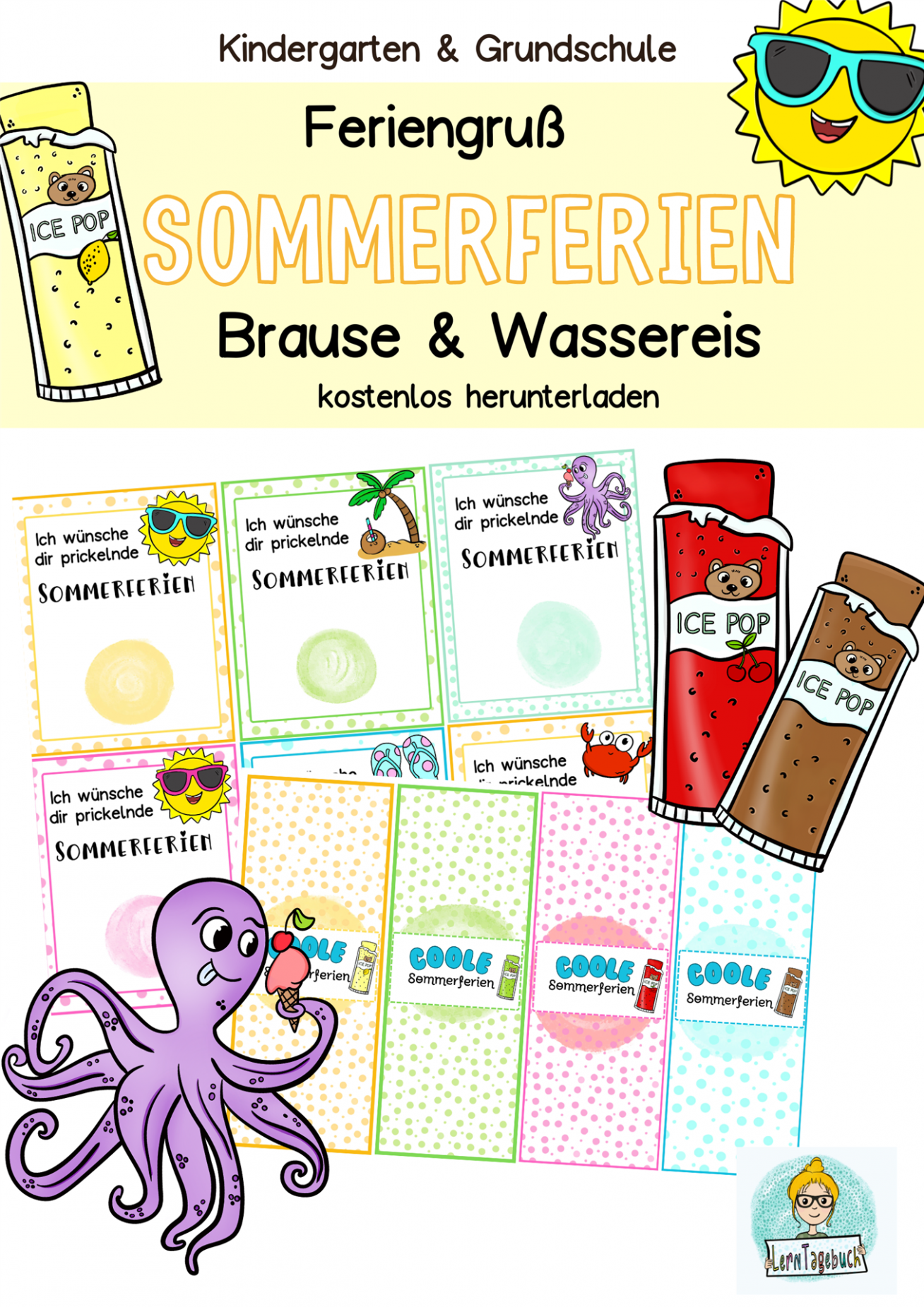 Sommerferien Feriengruß, Wassereis, Brause