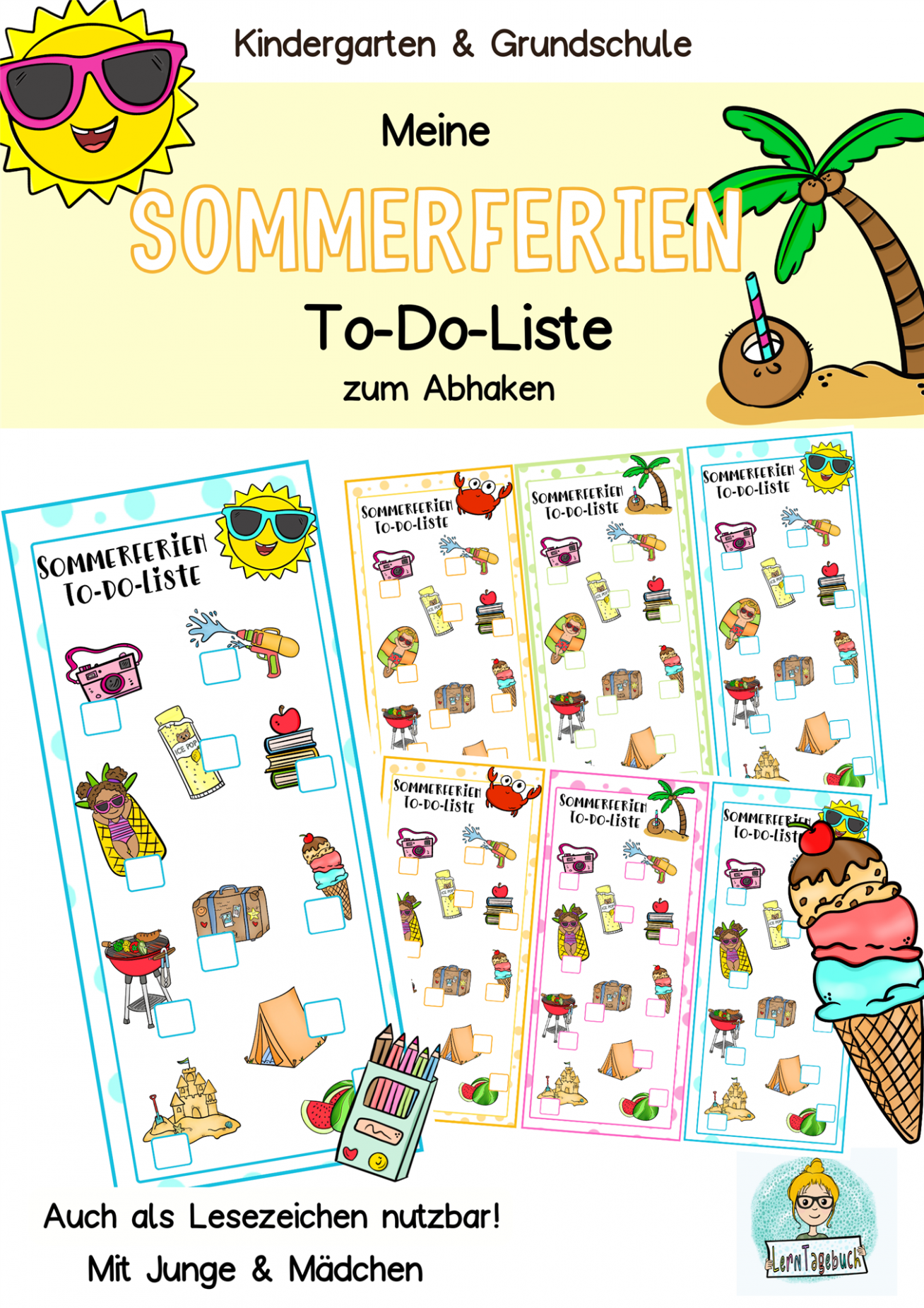 Sommerferien To-Do Liste, Bucketlist für Kinder