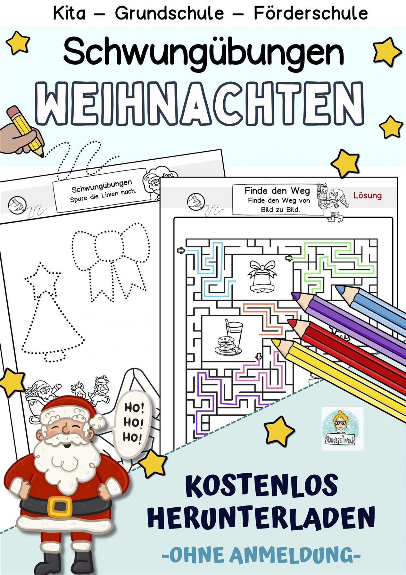 Kostenloses-Arbeitsblatt-Schwungübungen-Feinmotorik-Weihnachten