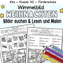 Kostenloses einfaches Wimmelbild Weihnachten Ausmalen