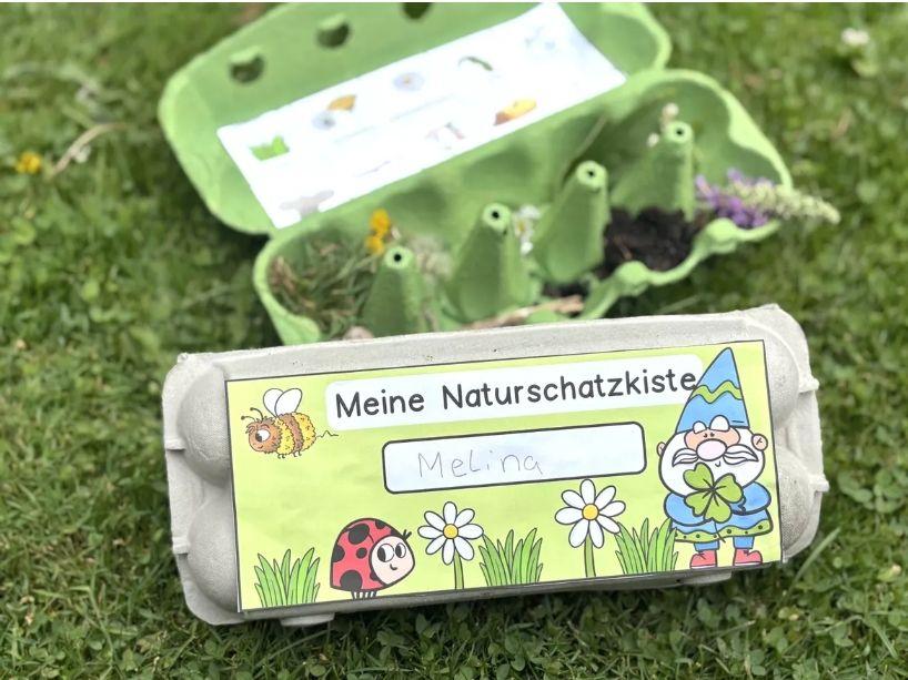 kostenlose Vorlagen Eierkarton Natur Schatzssuche für kinder