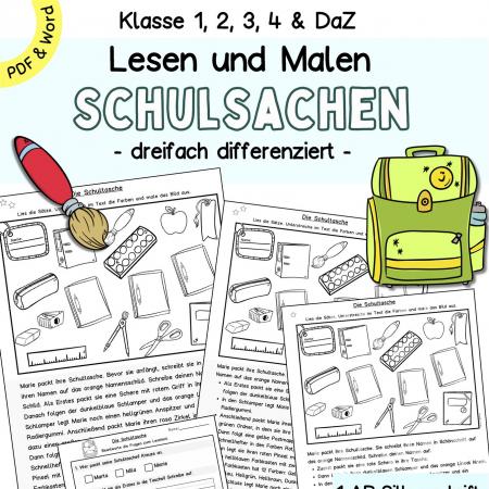 Leseübung Lesen verstehen und malen Deutsch Lesen Klasse 1, 2, 3, DaZ
