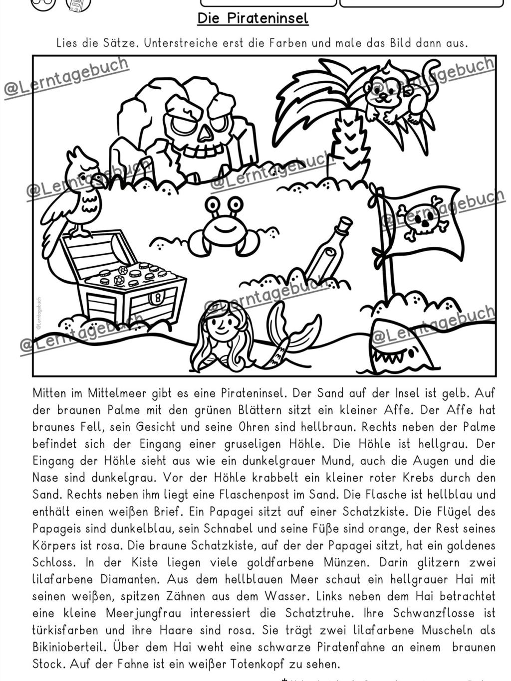 Arbeitsblatt-Lesen-und-Malen-Klasse 3, 4, DaZ